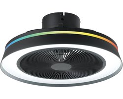 EGLO Vallonia Plafondventilator met lamp - Ø 48 cm - 3 snelheden - Instelbaar wit licht - RGB - Dimbaar - DC energy saving - Zwart