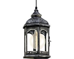 EGLO Vintage Redford 1 - Hanglamp - 1 Lichts - Antiek Zilver - Helder Glas