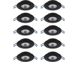 EGLO Zujar inbouwspot - LED - Ø 90 mm - 10 stuks - Zwart