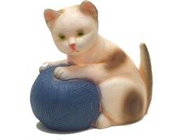 Egmont Toys Heico lamp kat met bol wol blauw 24x23 cm.