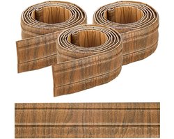 EGoods - Behang Grens Kroon Peel en Stick Molding Kameel Bruin Houtnerf - Zelfklevende Flexibele 3D Plint Trim - Vintage Spiegel - Kleverige Muur Randen - Schuim voor Hotel Woondecoratie