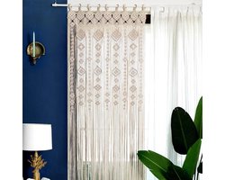 EGoods - Boho macramé gordijnen handgeweven katoenen touw wanddecoratie voor woonkamer slaapkamer bruiloftsfeest
