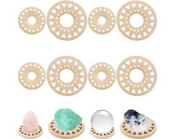 EGoods - Houten Kristallen Bol Stands Zonnebloem Vorm Display Ei Rotsen Houder Edelstenen Collectie Decoratie