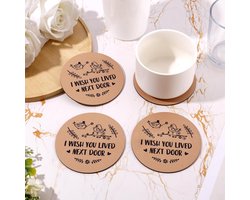 EGoods - Houten Onderzetters Set van 4 - 10cm Ronde Onderzetters - Cadeaus voor Thuis, Kantoor en Bar - Decoratieve Onderzetters voor Kopjes en Salontafel