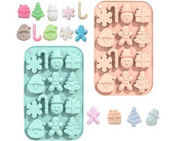 EGoods - Kerst Siliconen Mallen voor Xmas Cake Decoraties - 2 stuks met Kerstboom, Peperkoek Man en Kerstman - Snoep, Gelei, Zeep, Muffin en Fondant mallen