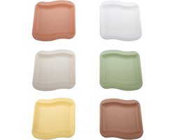 EGoods - Kunststof Vierkante Borden Set - Herbruikbare Picknick- en Ontbijtborden - Vaatwasmachinebestendig - Onbreekbare Taartborden - 6 Stuks met 6 Kleuren (20 cm)