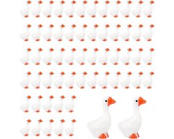 EGoods - Mini Ganzenbeeldjes voor Tuindecoratie en Auto-Interieur - Hars Gekke Ganzenbeeldje - Veranda Gazon Decoratie - Autodashboarddecoraties - Bureau-Ornamenten - Cadeaus voor Dames en Heren - Set van 60stuks.