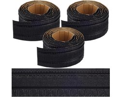 Egoods - Zelfklevende Behangrand van Zacht Schuim voor Wanddecoratie - 3 Stuks - Zwart - 3D-Plint - Decoratief - 7,55 voet x 3,15 inch