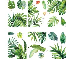 Egoods - Zelfklevende Jungle Bladeren Raamstickers voor Thuis Woonkamer Decoratie - Groene Blad Raamsticker - Waterdicht PVC - Balkon Keuken Bloemist Café - Verwijderbaar - Glazen Schuifdeur - 8 Vellen