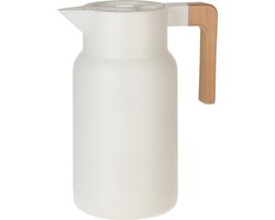 EH Excellent Houseware - Karaf - Vacuümkan WOOD, 1 l, glas met handvat van beukenhout