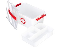 EHBO verbanddoos kist voor medicamenten - kunststof - HBD 145 x 30 x 21 cm - wit