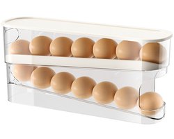 Ei-Organizer - Eierdoos - Eierhouder- Eierrek - Koelkast Organizer - Eierrek voor koelkast - Opbergrek voor koelkast - Voor 12-14 eieren - 30.3×14.2cm