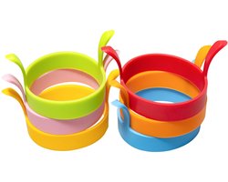 Ei Ring - 6 Stuks - Pancake Ring - Siliconen Bakvorm - Fried Egg Mold - Bakring - Bakvorm keuken - Bakvorm Ei Rond - Ei frame - Bakvormen Gebakken Ei - Bak ring - Oranje, groen, rood, geel, blauw, roze