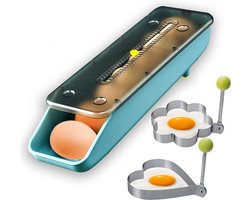 Eiercontainer voor de koelkast Stapelbare eierdoos - Automatisch scrollende eiercontainer met verse markering Plastic eierhouder Eieropbergdoos met 2 gebakken eivormpjes voor de keuken