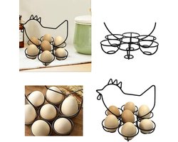 Eierdispenser eiermand metaal eierrek eierhouder eierdopje 7 eieren bewaren, eierhouder metaal kip vorm paasdecoratie tafeldecoratie keukenaccessoires (donkerbruin)