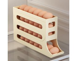 Eierdispenser Koelkast Organizer - 4 Laags Ei Opbergdoos - Automatisch Rollend Eierrek - Voor 28 Eieren - Compacte Koelkast Opberger