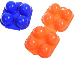 Eierdoos-Bewaardoos- handige- container-Draagbare - kampeerdrager-voor 4 eieren-keuken-eieropslag-container-wandel- en buitenkeukengereedschap-2 stuks-blauw en oranje