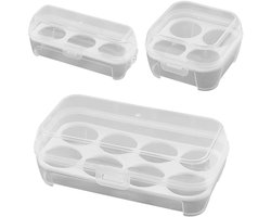 Eierdoos - eierdoos kunststof - eierdozen met deksels - Eierdoos voor buiten - Draagbaar eierrek - Eierhouder - Schokbestendig eierrek - Met haak - Eierbewaardoos - eierhouder voor koelkast - eieropslagcontainer - kunststof - transparant - 3stuks