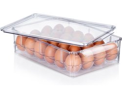 Eierdoos met Deksel voor 24 Eieren - Eierbox - Eierhouder voor Koelkas - Organizer - Eierrek