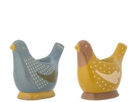 Eierdop aardewerk blauw Birdy - set van 2