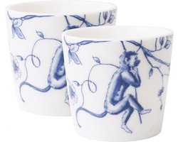 Eierdopje Aapjes - Porselein - 2 stuks - 4 cm