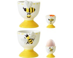Eierdopje grappig van keramiek - porselein, ontbijt, koken, gemakkelijk te reinigen (A & B)