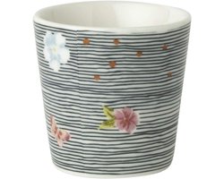 Eierdopje - Porseleinen houder - Ontbijt serveren - Bloemenpatroon design - 5x5 cm - Wit multicolor