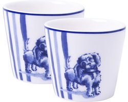 Eierdopje Teckel Nhaan - Porselein - 2 stuks - 4 cm