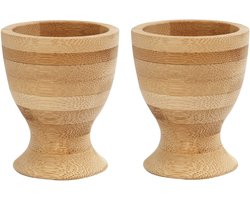 Eierdopjes - 2x stuks - hout - 6 cm - Ontbijt en lunch Pasen tafeldecoratie