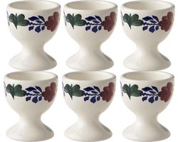 Eierdopjes Boerenbont Aardewerk set van 6 stuks