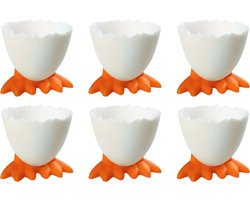 Eierdopjes eenden voetjes - set van 6 - wit - pasen/plastic/kinderen/eidoppen/eierdop/ei/eidopjes/paas decoratie/paasdecoratie/versiering