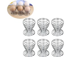 Eierdopjes - Eierrekje - Eierdoos - Eieren Bewaren -RVS Eierdoos - Eieropbergbox - 6 Stuks- tafel/keuken artikelen-Eierdispenser Organizer -Eierrek-Eiermand Eierrek Eierhouder-Eieren Bewaren-Eierrek– Eierhouder-Ruimtebesparend