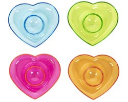Eierdopjes Hart - set van 4x - multi kleuren - kunststof - 9 x 2 cm - voor ontbijt/brunch/pasen