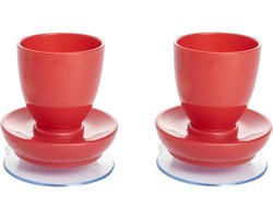 Eierdopjes met zuignap (per 2), voorkomt schuiven en omvallen. Rood