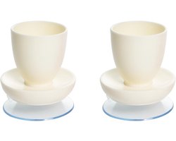 Eierdopjes met zuignap (per 2), voorkomt schuiven en omvallen. Wit