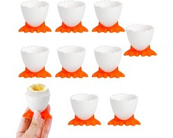 Eierdopjes set cartoon-eierstandaard grappige kunststof kinderen ontbijt plastic zacht gekookte eieren - 9 stuks