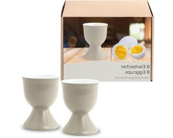 Eierdopjes Set - Eierhouders Keramiek - Ontbijt Tafel - Vaatwasmachinebestendig - 8 stuks - Taupe