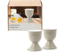 Eierdopjes Set - Eierhouders Keramiek - Ontbijttafel Aankleden - Vaatwasmachinebestendig - Diameter 5x7cm - Taupe