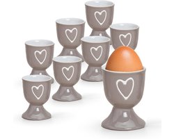 Eierdopjes Set - Harten Onderzetters - Ontbijt Tafel Aankleden - Set van 8 stuks - Taupe