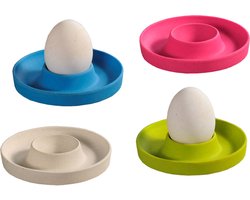 Eierdopjes set van 4 Stuks - Met praktische rand voor neerleggen van de eierschaal - Eierdoppen Set 4-Delig - Egg cups - Melamine plastic - MIX KLEUREN