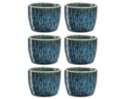 Eierdopjes Set van 6 - Keramiek Vaatwasmachinebestendig in Blauw - 5,2 cm Diameter