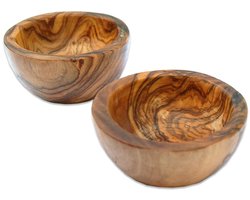 Eierdopjes van olijfhout - Set van 2 - Leuk voor bij het ontbijt - traditioneel eierdopje