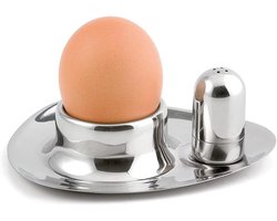 Eierdopjes van roestvrij staal - 4 stuks - zilver - 9 x 11 x 4 cm