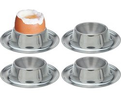 Eierdopjes van RVS - 4x stuks - 8 x 2,5 cm - Stapelbare eierdopjes - Elk weekend en met Pasen