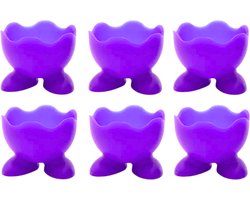 Eierdopjes voetjes - set van 6 - paars - siliconen - pasen/plastic/kinderen/eidoppen/eierdop/ei/eidopjes/paas decoratie/paasdecoratie/versiering