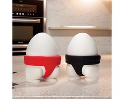 Eierdopjeshouders (verpakking van 2) — Schattig Sumo-worstelaarontwerp — Geschikt voor zachtgekookte en hardgekookte eieren — Stijlvolle en praktische eierdopjes voor het ontbijt — Een geweldige hulp bij het ontbijt — Een cadeau voor eierliefhebbers