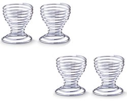 Eierdoppen Gedraaid - Metaal - Zilver - 4 Stuks