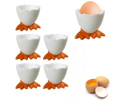 Eierdoppen Met Voetjes - Eierdoppen - Leuk Creatief Ontwerp Stimuleert Eetlust En Gladde Binnenwanden Voor Gemakkelijke Reiniging - 6 Stuks - Voor Gezinnen En Kinderen Wit