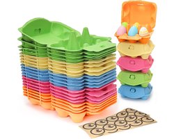 Eierdozen Karton - Opslag Bakjes - Eieren Verpakken - Natuurlijk Pulp Materiaal - 6 Eieren Per Doos - Multicolor