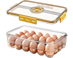 Eieren Opbergdoos, 24 Grote Capaciteit Draagbare Opbergdoos voor Eieren, Keuken en Koelkast Transparante Eierhouder voor Het Bewaren van Eieren en Eendeneieren